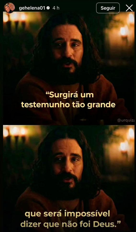 print dos stories de geralda helena onde ela fala sobre fé