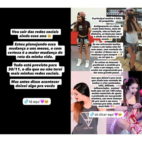 Viih Tube anunciando que sairá das redes sociais